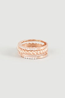 Rose Gold Finish Cubic Zirconia Ring In Sterling Silver