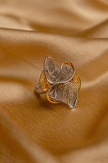 Two-Tone Finish Loop Ring In Sterling Silver