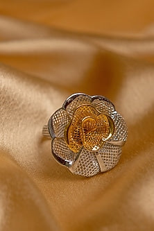 Two-Tone Finish Floral Ring In Sterling Silver