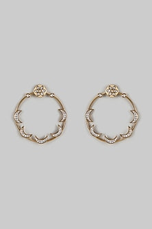 Gold Finish Kundan Polki Hoop Earrings