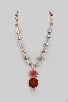 Grey & Bronze Shell Pearl Long Necklace