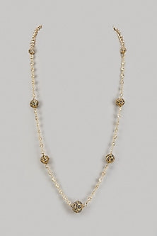 Gold Finish Black & Gold Ball Long Necklace