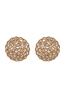 Gold Finish Floral Stud Earrings