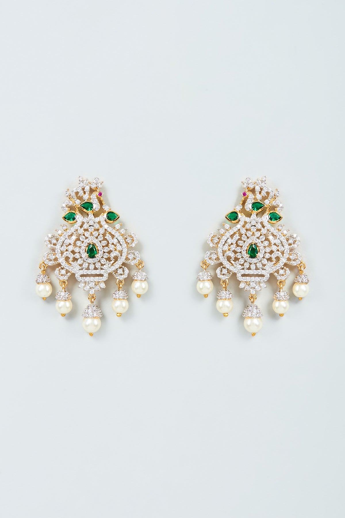Two Tone Finish Zircon Earrings in Sterling Silver