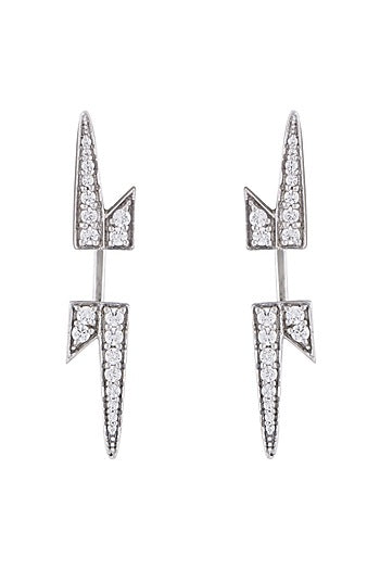 White Finish Swarovski High-Voltage Earrings In Sterling Silver