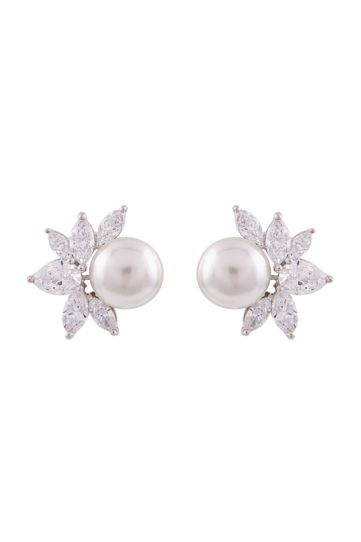 White Finish Swarovski Stud Earrings