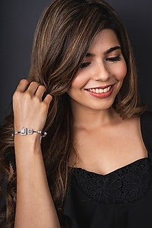 White Finish Solitaire Bracelet In Sterling Silver