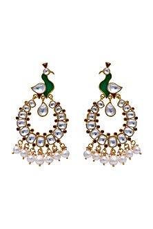 Gold Plated Meenakari Pearl Earrings