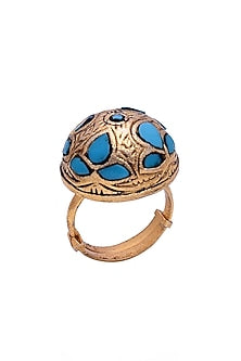 Gold Plated Semi-Precious Stone Handcrafted Ring In Sterling Silver