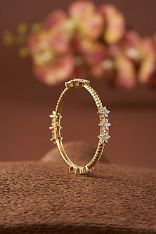 Two-Tone Finish Zircon Bangle In Sterling Silver