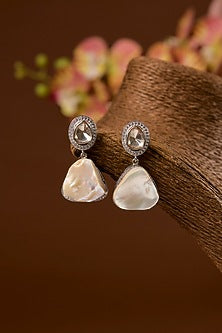 White Finish Freshwater Pearl Necklace Set In Sterling Silver