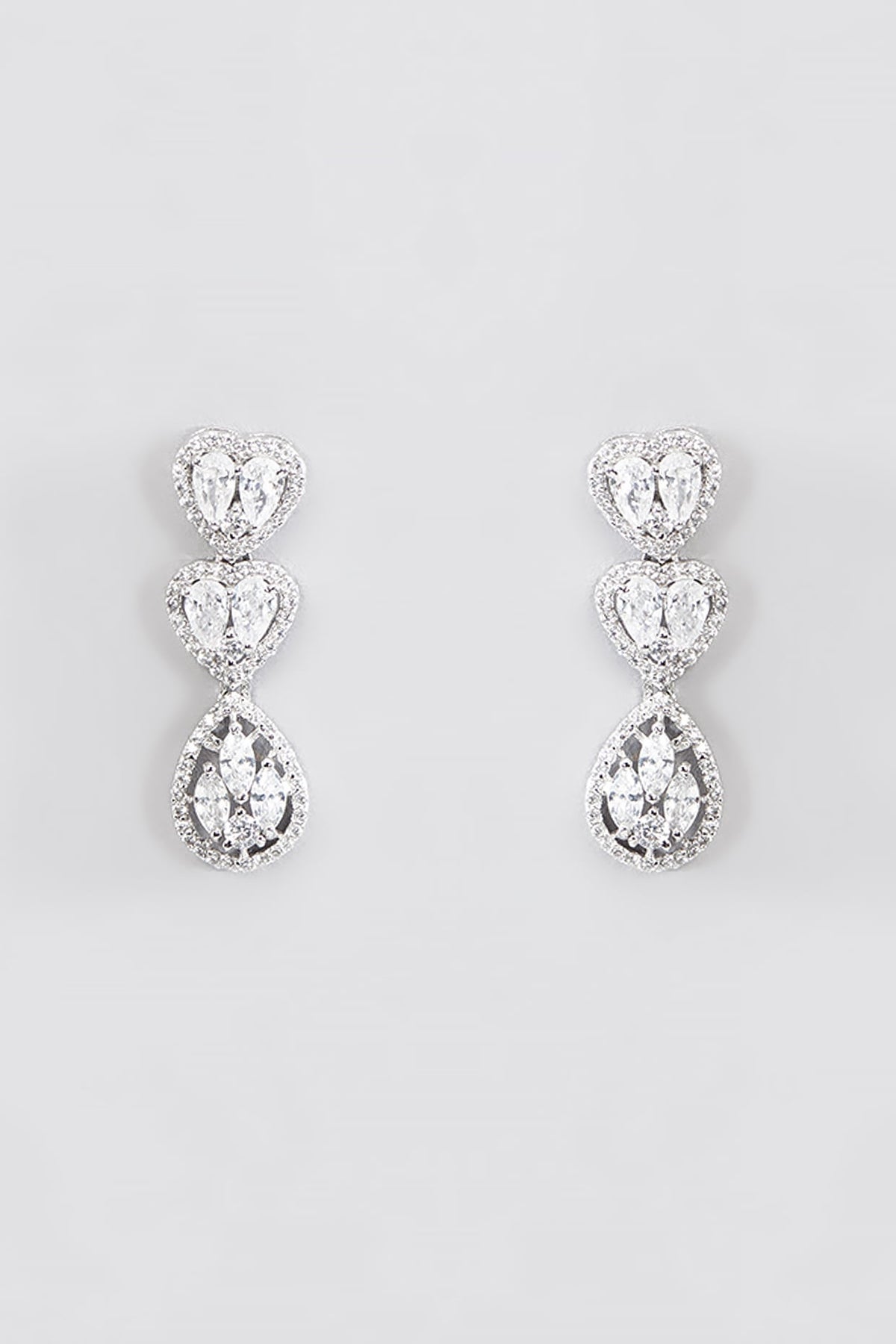White Finish Cubic Zirconia Necklace Set In Sterling Silver