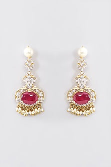 Gold Finish Navratna Stone & Pearl Choker Necklace Set In Sterling Silver