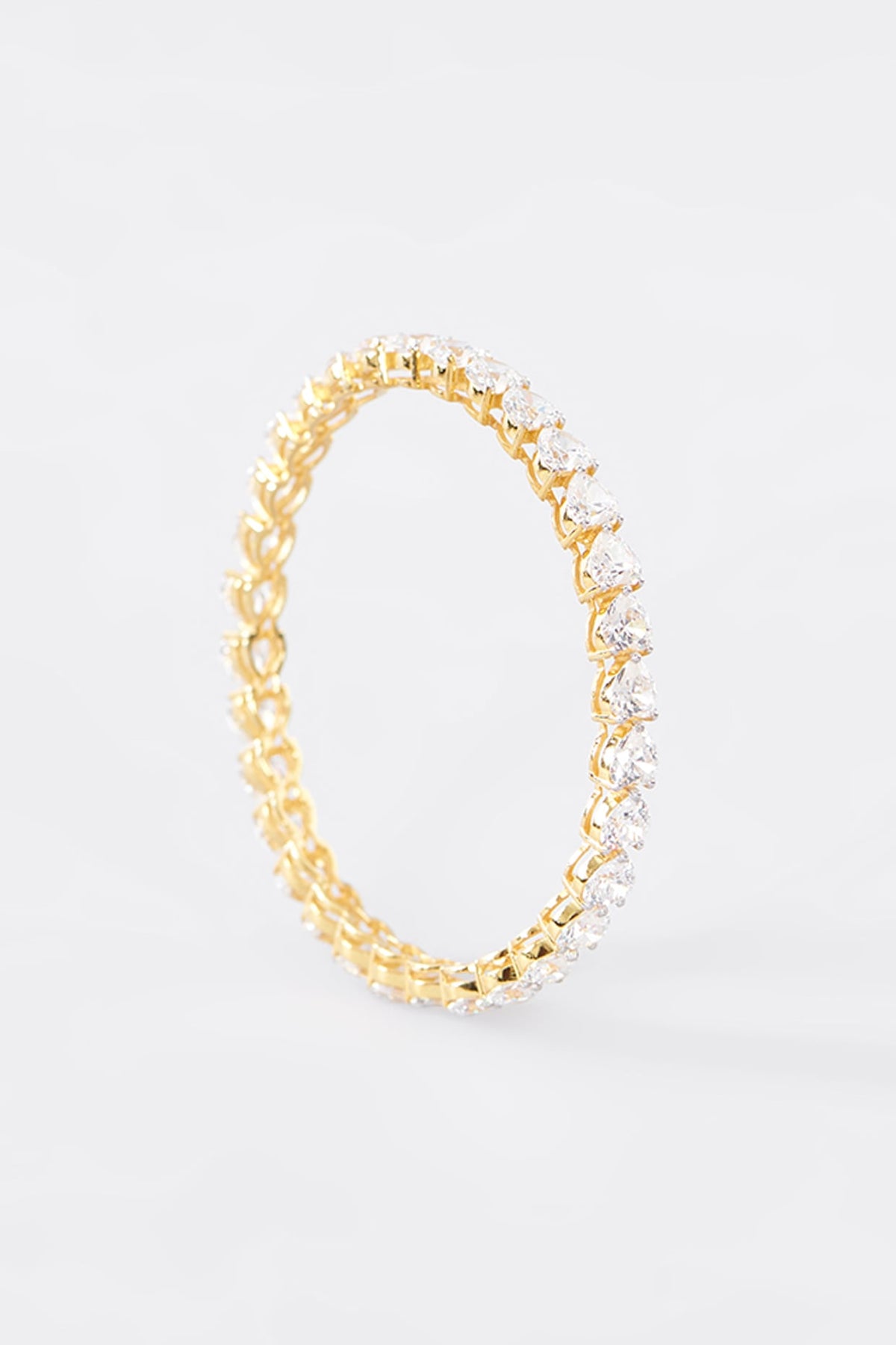 Gold Finish CZ Bangle In Sterling Silver