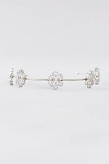 White Finish CZ Hairaband In Sterling Silver