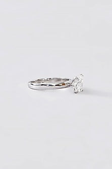 White Finish CZ Ring In Sterling Silver