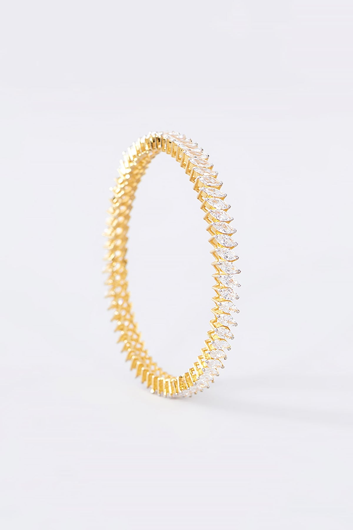 Gold Finish CZ Bangle In Sterling Silver