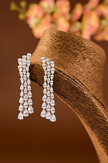 White Finish Zircon Necklace Set In Sterling Silver