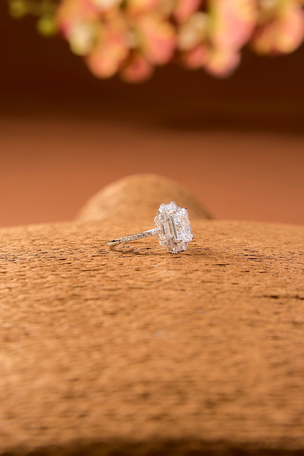 White Finish Zircon Ring In Sterling Silver