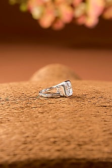 White Finish Zircon Ring In Sterling Silver