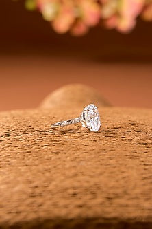White Finish Zircon Ring In Sterling Silver