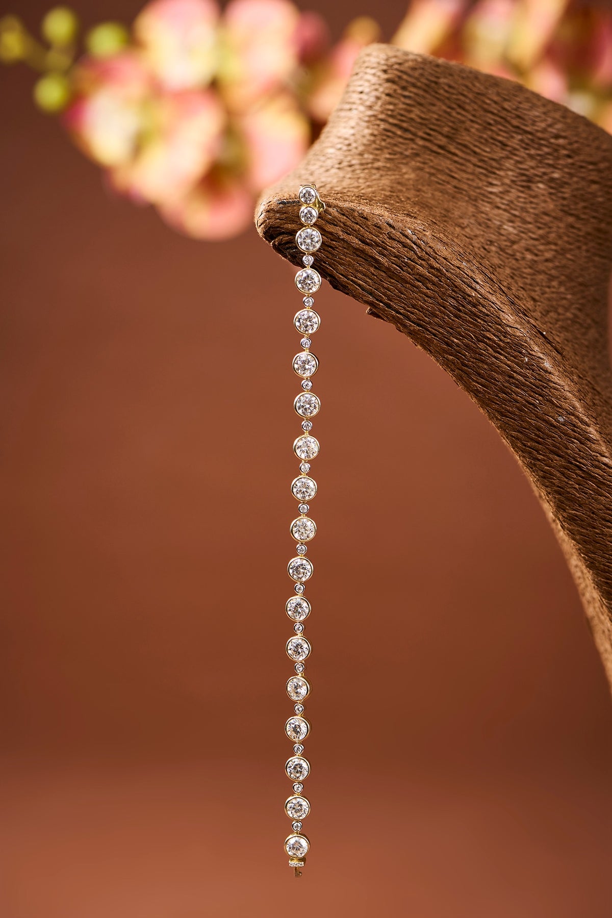 Yellow Gold Finish Eurostar Zircon Bracelet In Sterling Silver