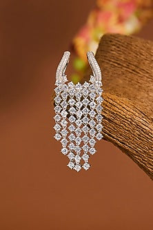 White Gold Finish Zircon Pendant In Sterling Silver