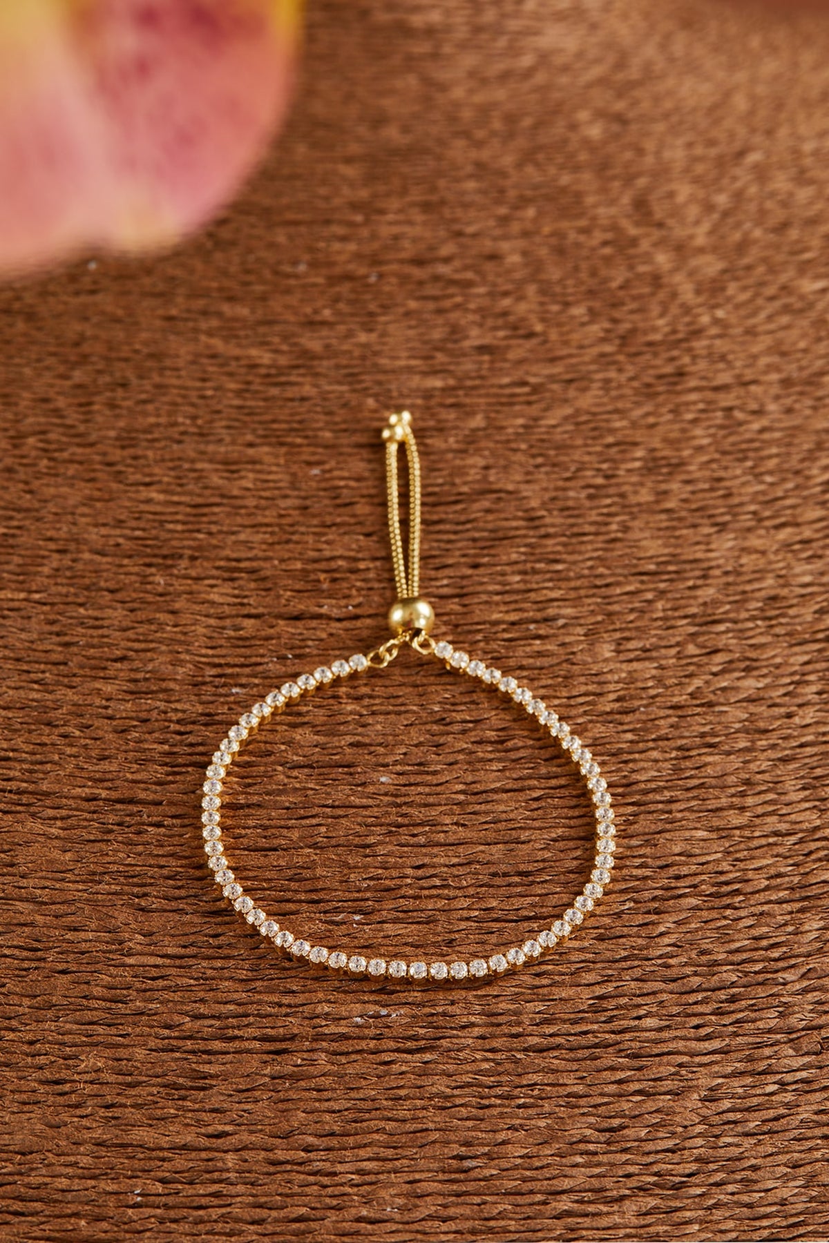 Gold Finish Zircon Bracelet In Sterling Silver
