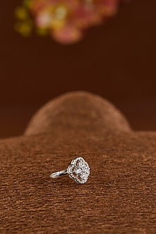 White Finish Zircon Pendant Necklace Set In Sterling Silver