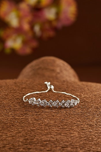 White Finish Zircon Bracelet In Sterling Silver