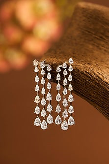 White Gold Finish Eurostar Zircon Necklace Set In Sterling Silver