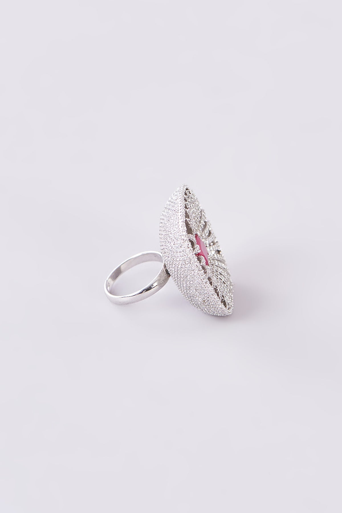 White Finish Zircon Ring