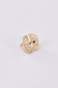 Gold Finish Kundan Polki Adjustable Ring