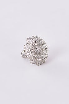 White Finish Zircon Ring