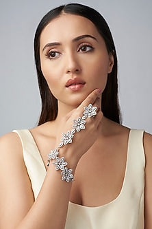 White Finish Zirconia Diamonds Hand Harness