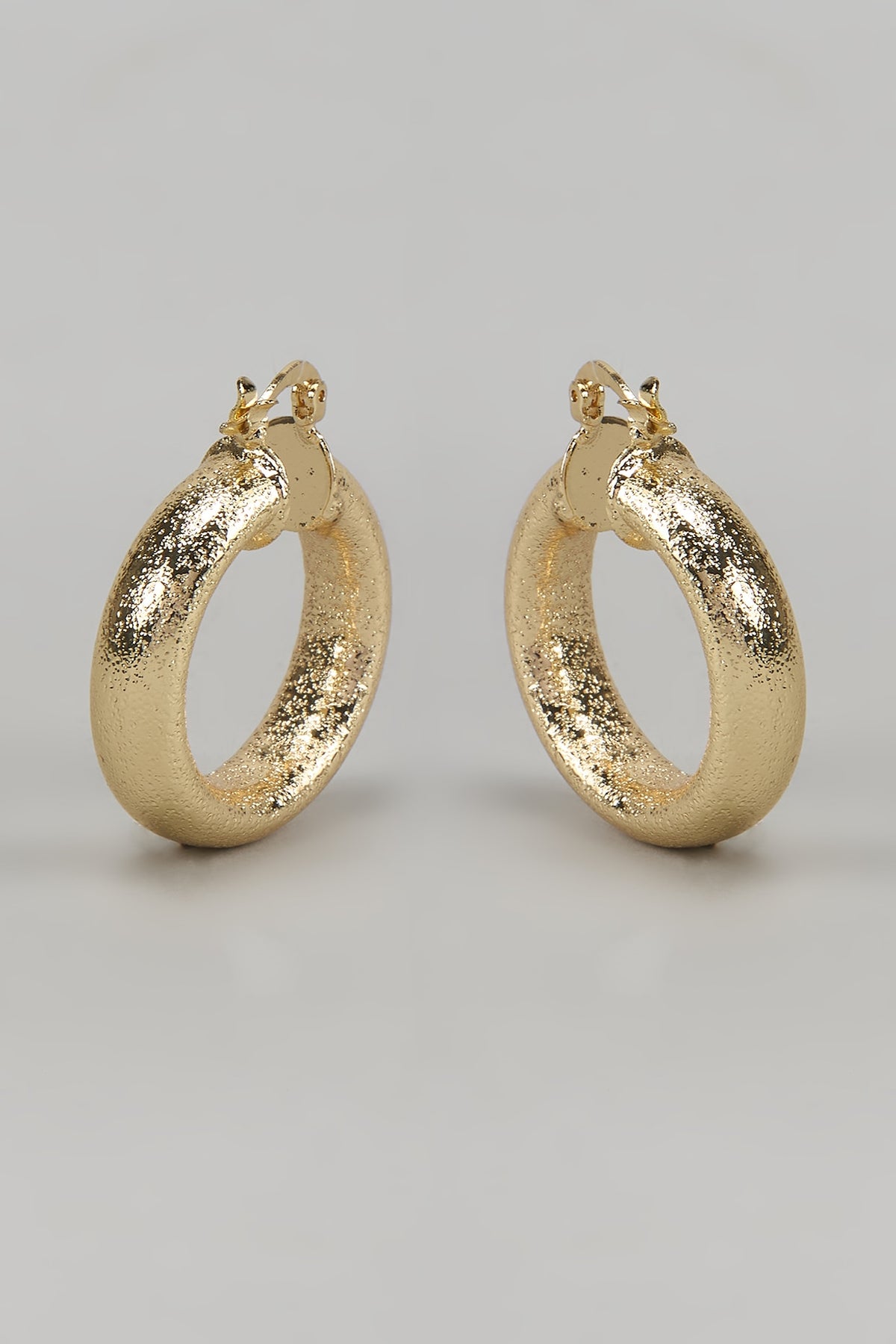Gold Finish Gilded Textured Hoop Earrings