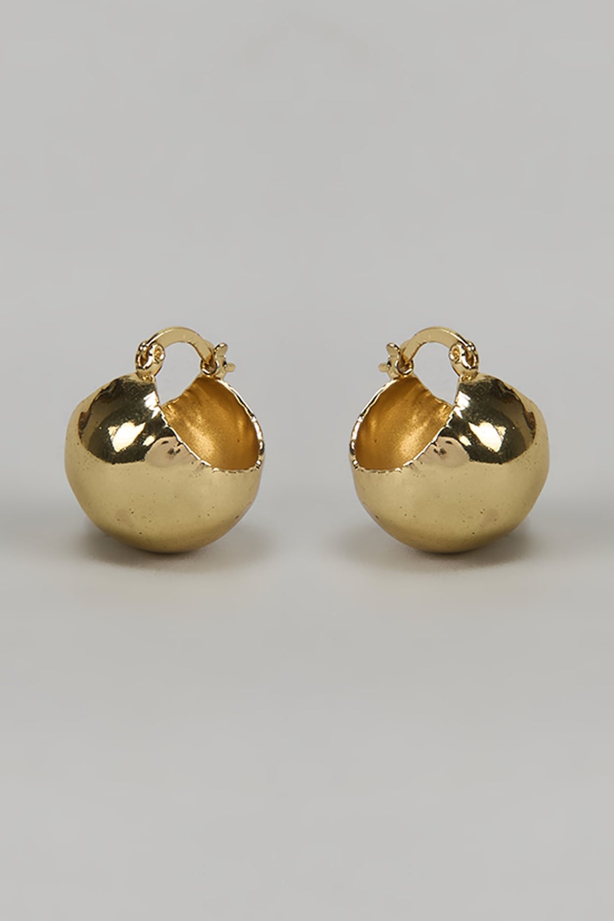 Gold Finish Globe Stud Earrings
