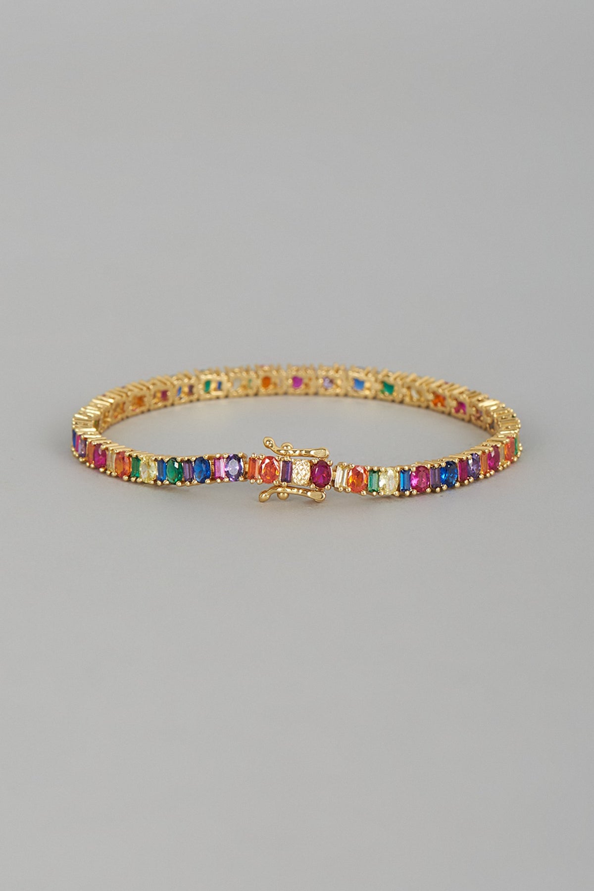 Gold Finish Multi-Colored Sapphire Bracelet