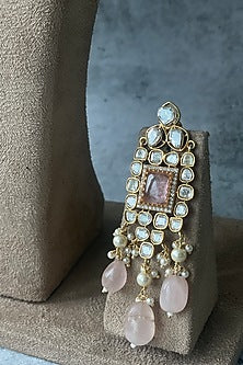 Gold Finish Kundan Polki & Pink Stone Choker Necklace Set
