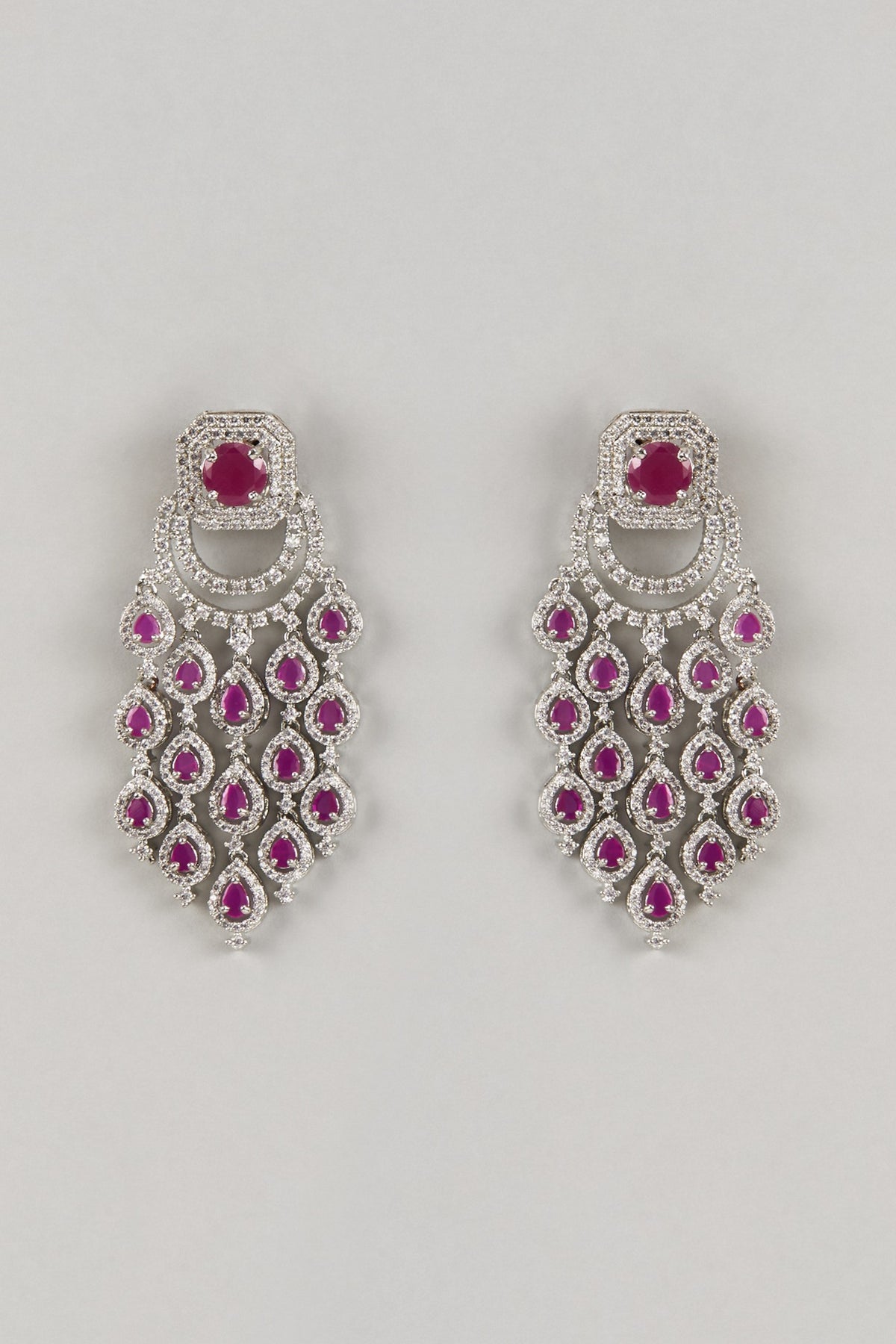 White Finish Zircon Dangler Earrings