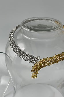 Gold Finish Yellow Stone & Zircon Choker Necklace Set