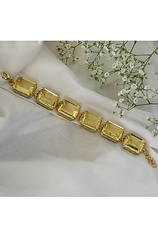 White Finish Yellow Zircon Choker Necklace Set