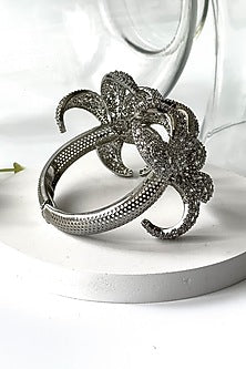 White Finish Zircon Cut Cuff Bracelet