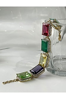 White Finish Navratna Stone Doublet Bracelet