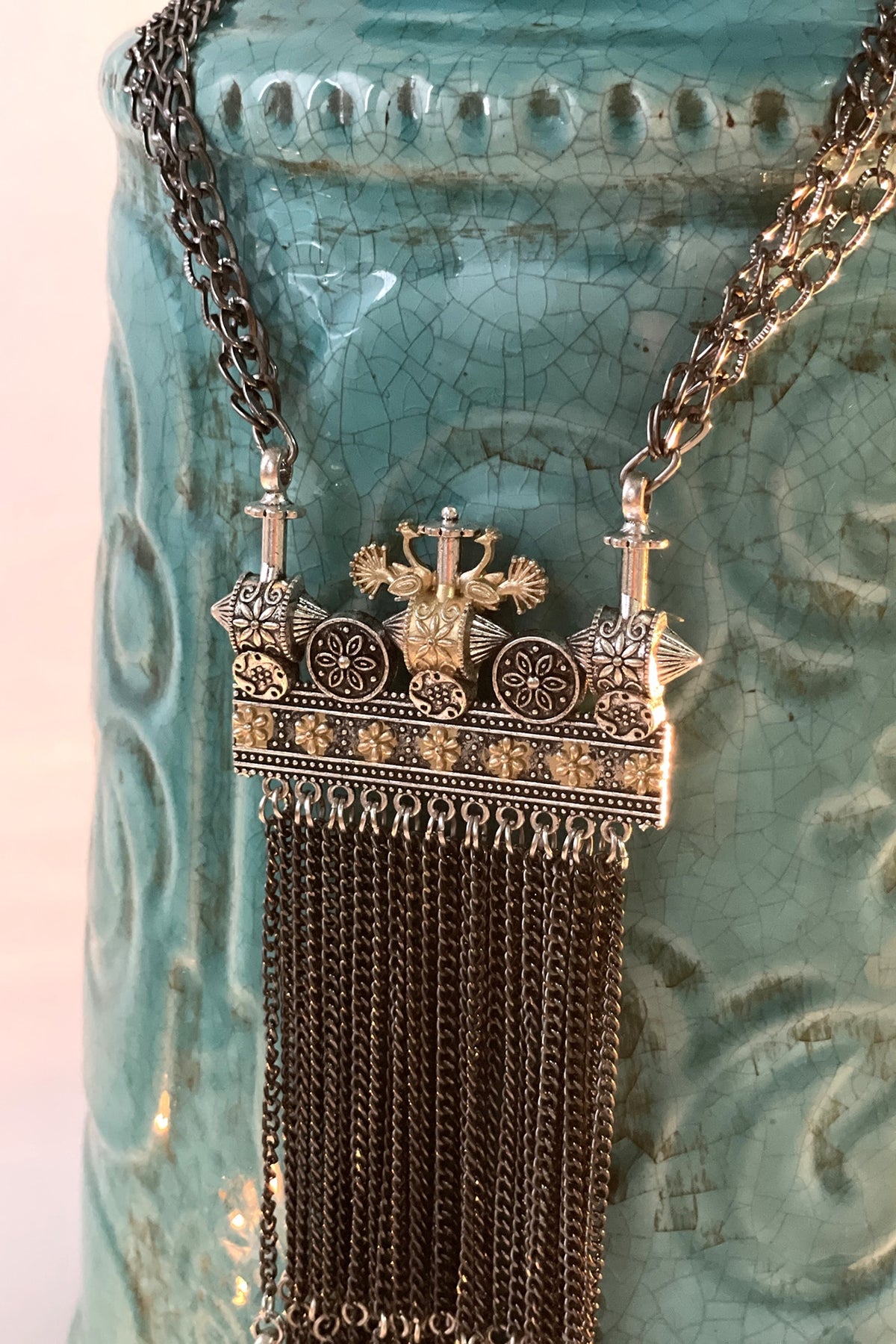 Black Rhodium Finish Oxidized Handmade Long Necklace