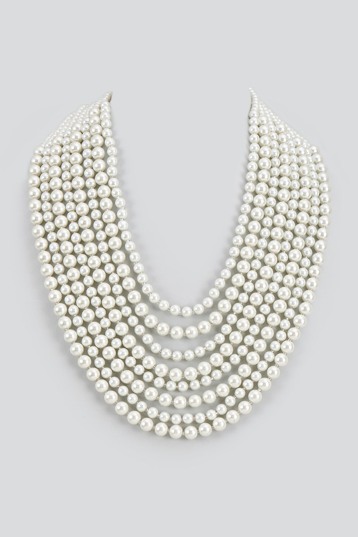 White Finish Pearl Layered Necklace
