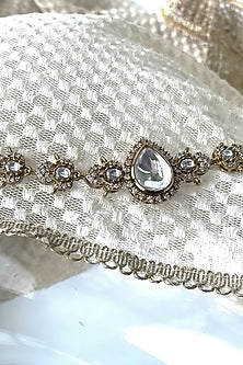 Gold Finish Kundan Polki Mathapatti