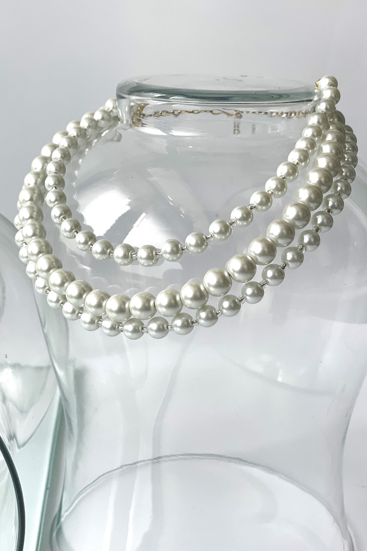 White Finish Pearl Layered Necklace