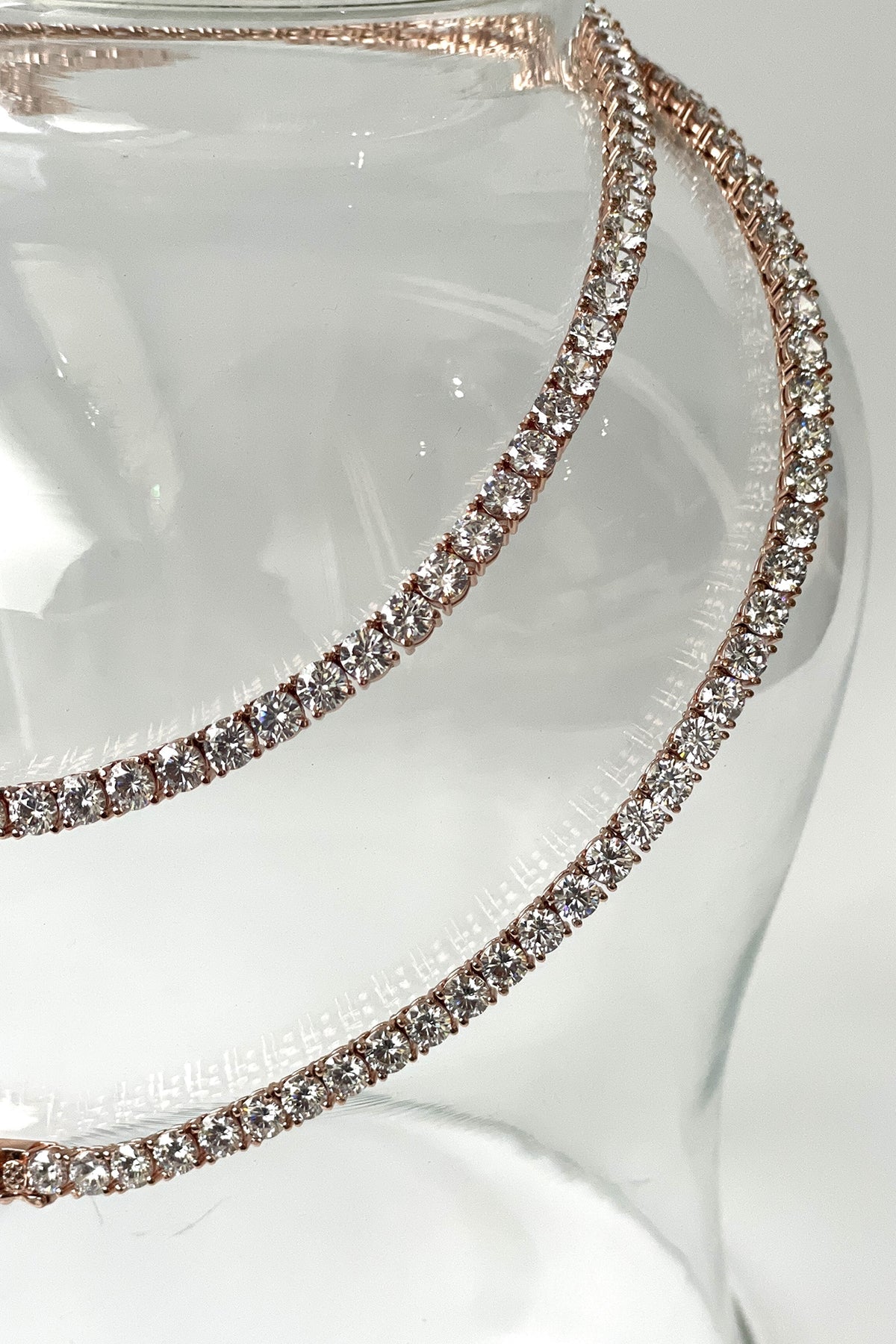 Rose Gold Finish Zircon Layered Necklace