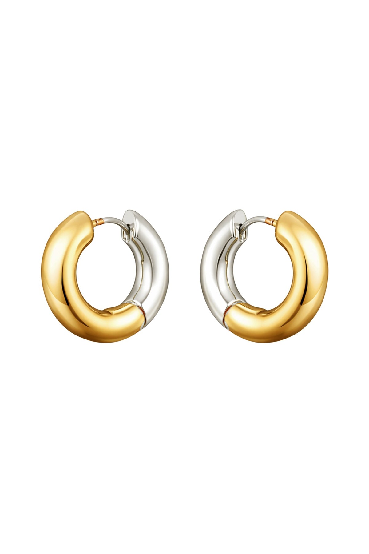 Two-Tone Finish Brass Mini Hoop Earrings